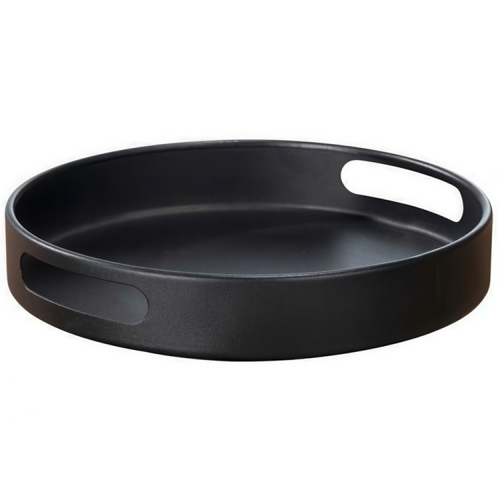 Snurrbricka i metall, Hög kant med handtag, ROTATING TRAY, Ø 26 x H 6 cm, Svart i gruppen Förvaring / Köksförvaring / Organisera köksskåp / Kryddhyllor hos SmartaSaker.se (42732)