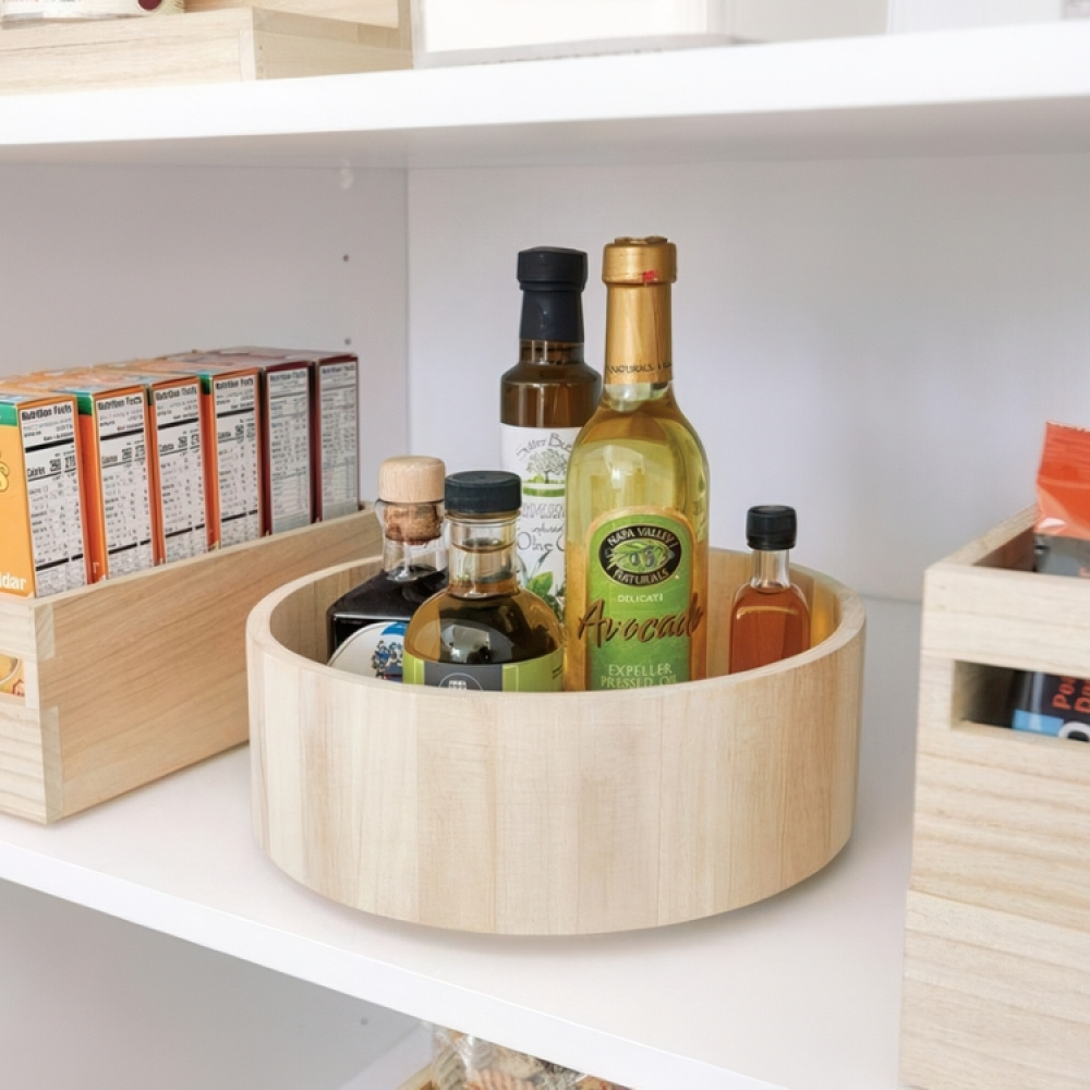 Snurrbricka i trä, Hög kant, PAULOWNIA ECO WOOD TALL TURNTABLE, Ø 26,7 cm, Natur i gruppen Förvaring / Köksförvaring / Förvaringsburkar hos SmartaSaker.se (42733)