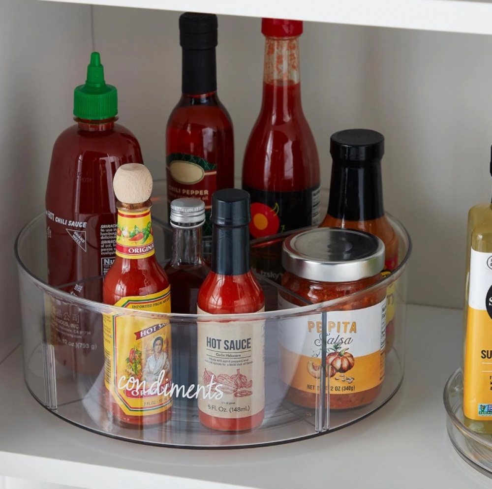 Snurrbricka med 4 fack, 1 Insats, THE HOME EDIT LAZY SUSAN, Ø 29,2cm, Transparent i gruppen Förvaring / Köksförvaring / Organisera köksskåp / Kryddställ hos SmartaSaker.se (42735)