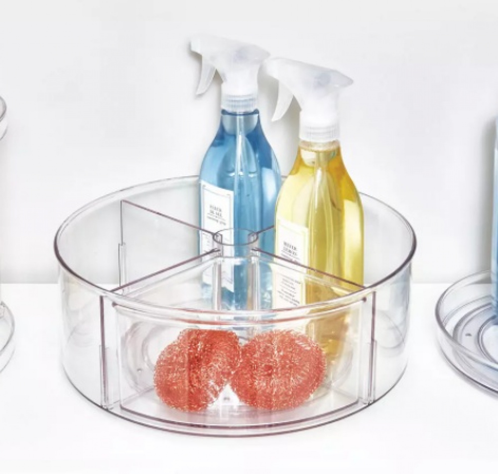 Snurrbricka med 4 fack, 1 Insats, THE HOME EDIT LAZY SUSAN, Ø 29,2cm, Transparent i gruppen Förvaring / Köksförvaring / Organisera köksskåp / Kryddställ hos SmartaSaker.se (42735)