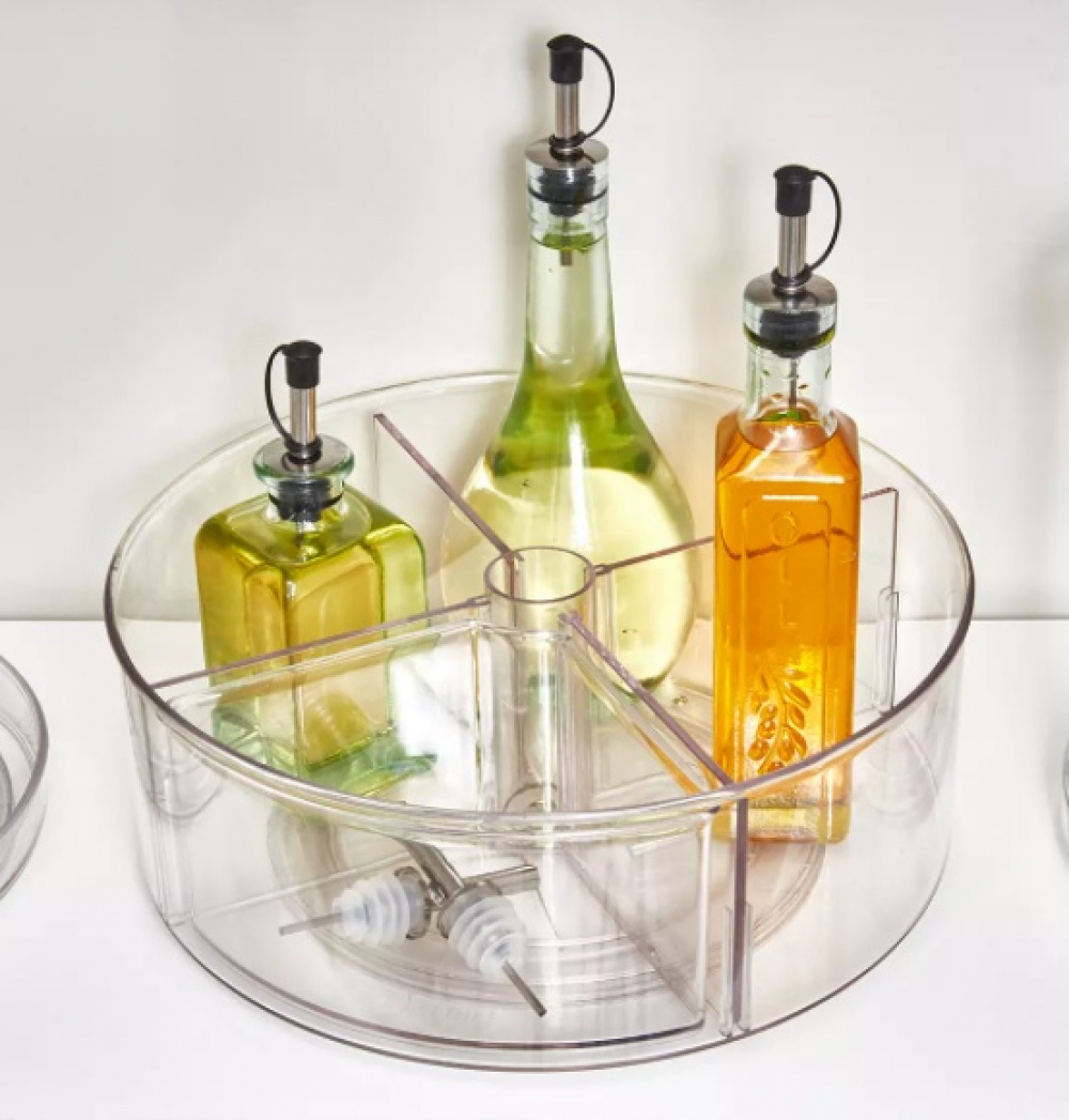 Snurrbricka med 4 fack, 1 Insats, THE HOME EDIT LAZY SUSAN, Ø 29,2cm, Transparent i gruppen Förvaring / Köksförvaring / Organisera köksskåp / Kryddställ hos SmartaSaker.se (42735)