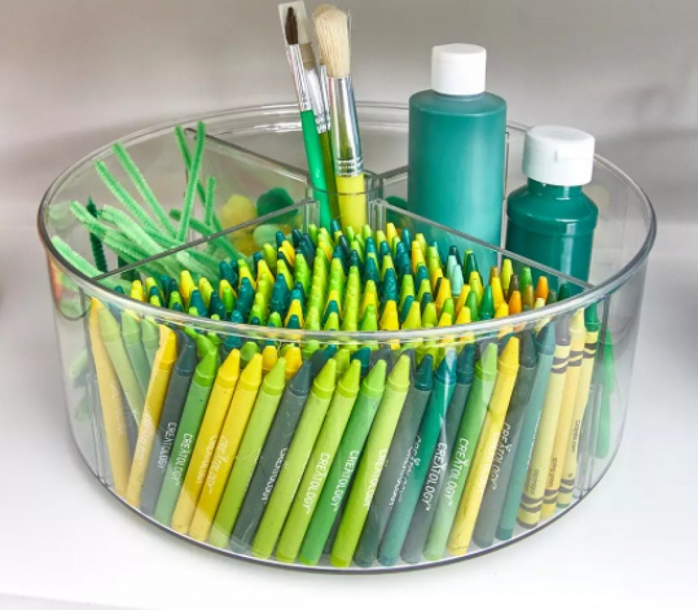 Snurrbricka med 4 fack, 1 Insats, THE HOME EDIT LAZY SUSAN, Ø 29,2cm, Transparent i gruppen Förvaring / Köksförvaring / Organisera köksskåp / Kryddställ hos SmartaSaker.se (42735)