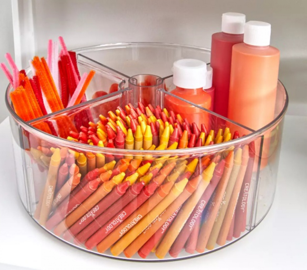 Snurrbricka med 4 fack, 1 Insats, THE HOME EDIT LAZY SUSAN, Ø 29,2cm, Transparent i gruppen Förvaring / Köksförvaring / Organisera köksskåp / Kryddställ hos SmartaSaker.se (42735)