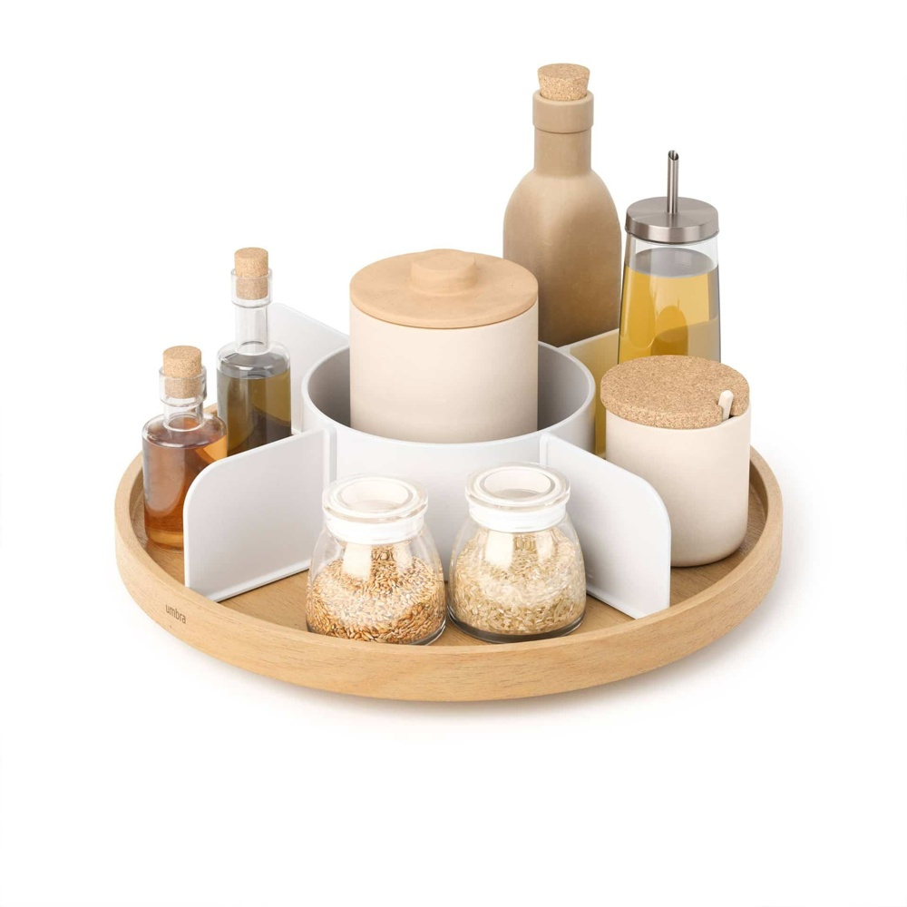 Snurrbricka trä, Med avdelare, UMBRA BELLWOOD LAZY SUSAN, Ø 30, Natur / Vit i gruppen Förvaring / Köksförvaring / Organisera köksskåp / Kryddställ hos SmartaSaker.se (42741)