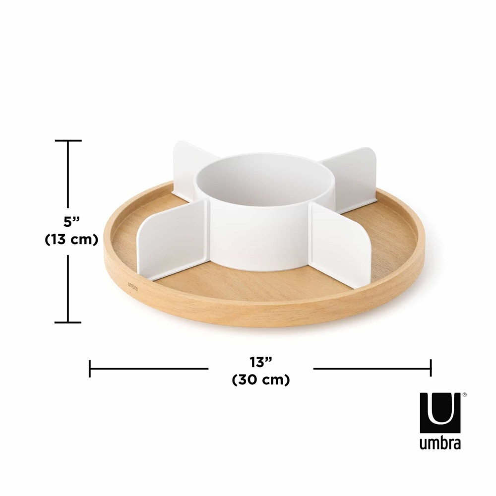 Snurrbricka trä, Med avdelare, UMBRA BELLWOOD LAZY SUSAN, Ø 30, Natur / Vit i gruppen Förvaring / Köksförvaring / Organisera köksskåp / Kryddställ hos SmartaSaker.se (42741)