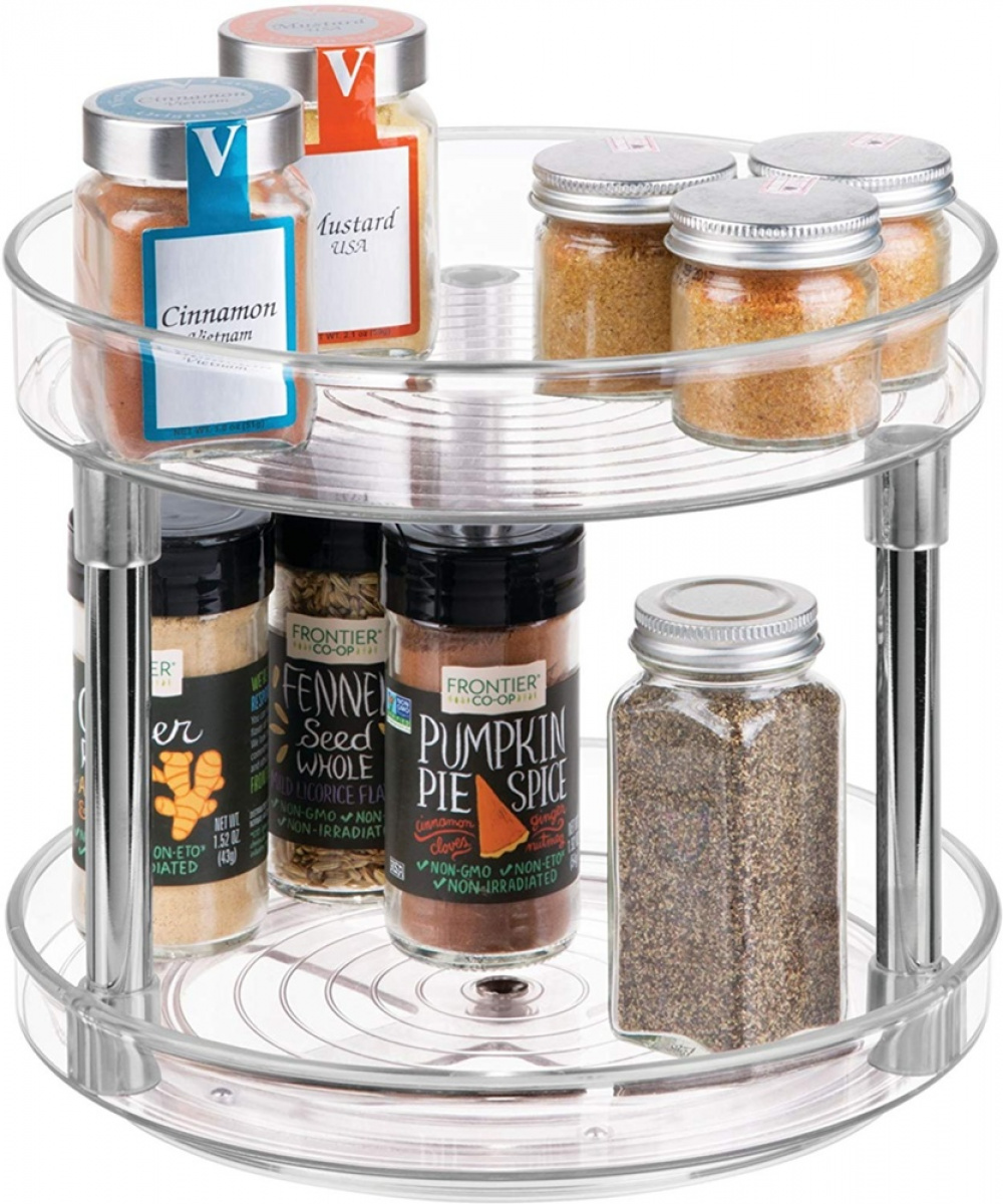 Snurrbricka, 2 våningar, LAZY SUSAN, Ã˜ 23 cm, Transparent i gruppen Förvaring / Köksförvaring / Organisera köksskåp / Kryddställ hos SmartaSaker.se (42744)