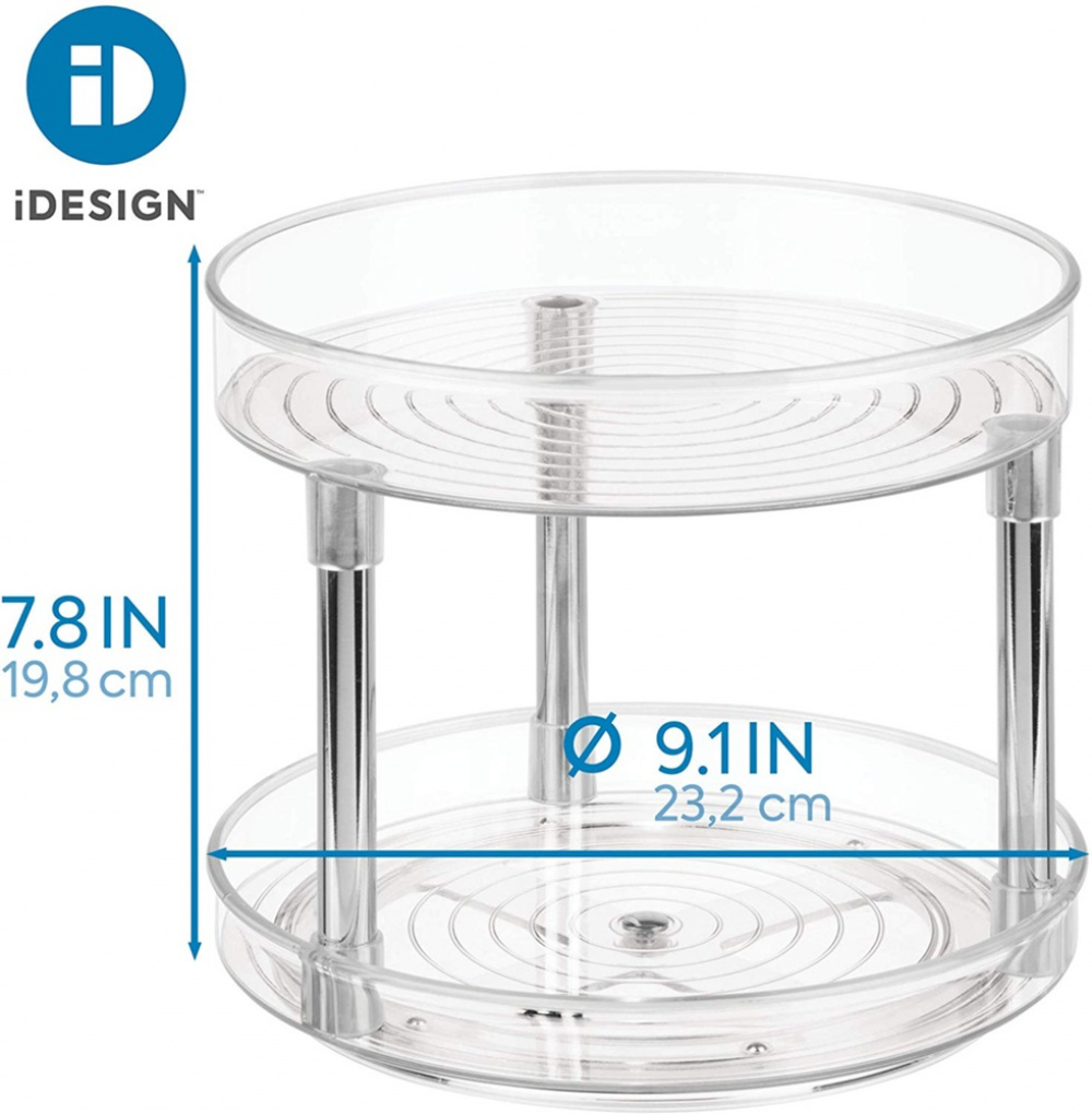 Snurrbricka, 2 våningar, LAZY SUSAN, Ã˜ 23 cm, Transparent i gruppen Förvaring / Köksförvaring / Organisera köksskåp / Kryddställ hos SmartaSaker.se (42744)