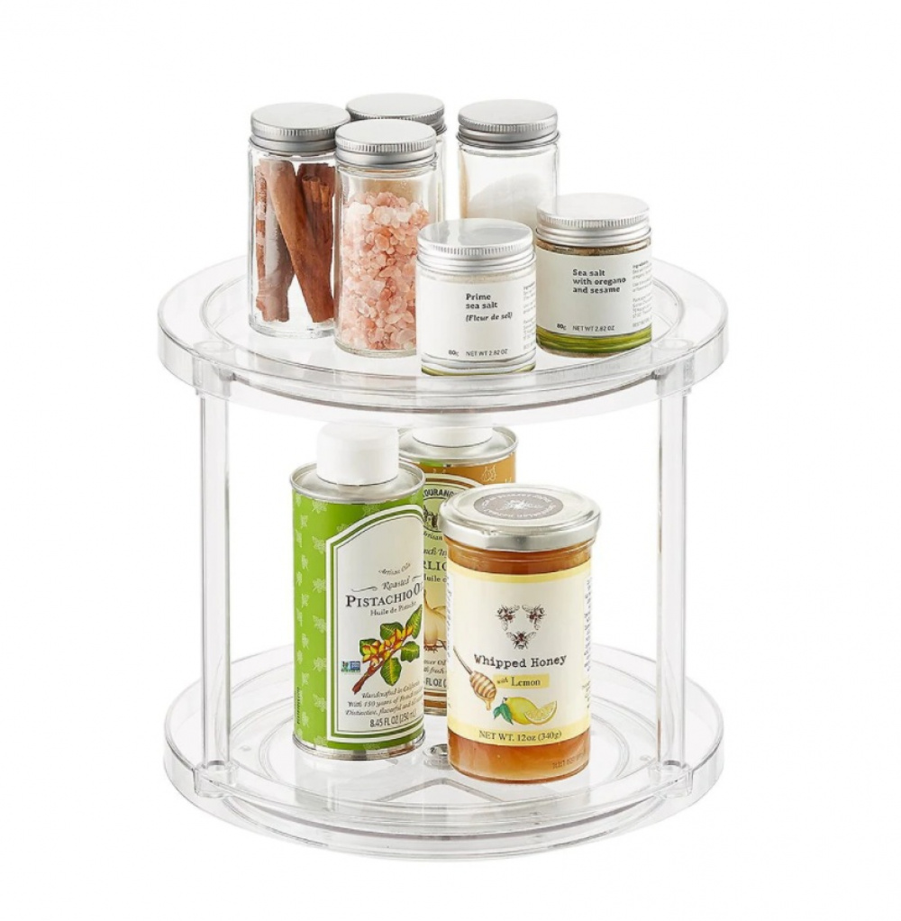 Snurrbricka, 2 våningar, THE HOME EDIT 2-TIER TURNTABLE, Ø 24 x H 22,2 cm, Transparent i gruppen Förvaring / Köksförvaring / Organisera köksskåp / Kryddställ hos SmartaSaker.se (42746)