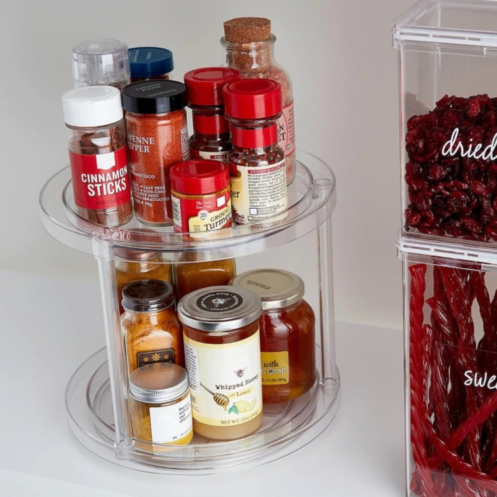Snurrbricka, 2 våningar, THE HOME EDIT 2-TIER TURNTABLE, Ø 24 x H 22,2 cm, Transparent i gruppen Förvaring / Köksförvaring / Organisera köksskåp / Kryddhyllor hos SmartaSaker.se (42746)