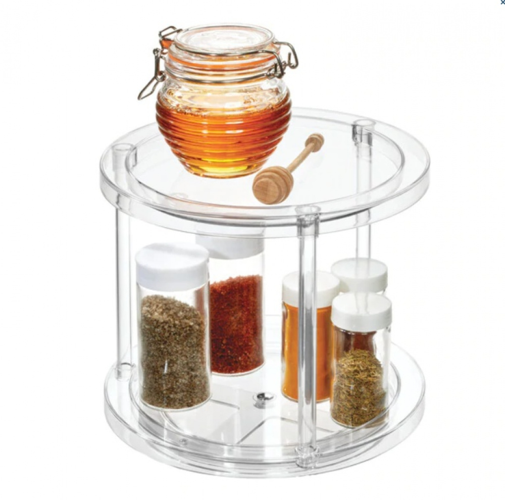 Snurrbricka, 2 våningar, THE HOME EDIT 2-TIER TURNTABLE, Ø 24 x H 22,2 cm, Transparent i gruppen Förvaring / Köksförvaring / Organisera köksskåp / Kryddställ hos SmartaSaker.se (42746)