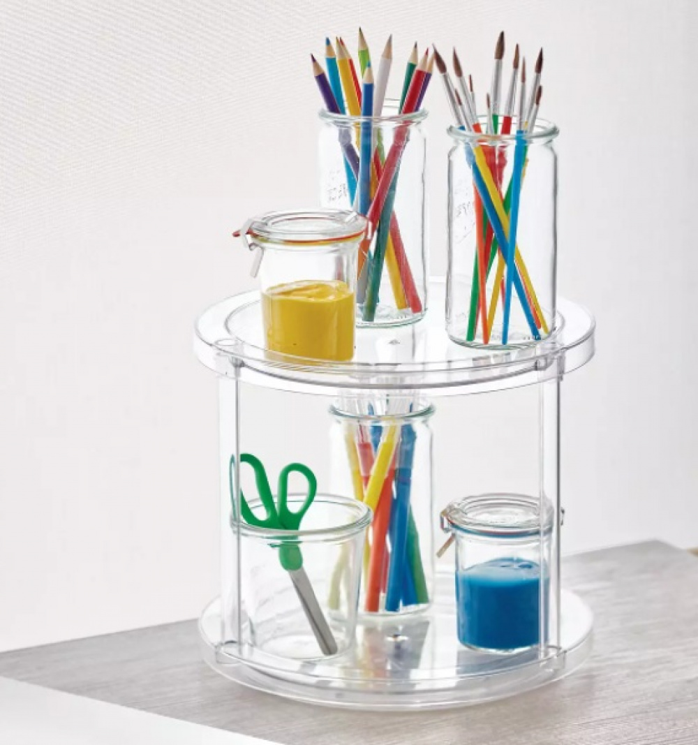 Snurrbricka, 2 våningar, THE HOME EDIT 2-TIER TURNTABLE, Ø 24 x H 22,2 cm, Transparent i gruppen Förvaring / Köksförvaring / Organisera köksskåp / Kryddställ hos SmartaSaker.se (42746)