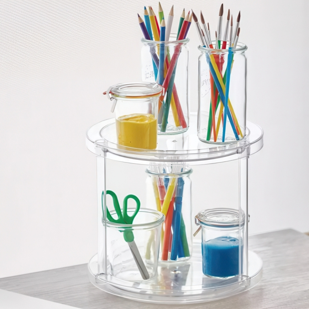 Snurrbricka, 2 våningar, THE HOME EDIT 2-TIER TURNTABLE, Ø 24 x H 22,2 cm, Transparent i gruppen Förvaring / Köksförvaring / Organisera köksskåp / Kryddhyllor hos SmartaSaker.se (42746)