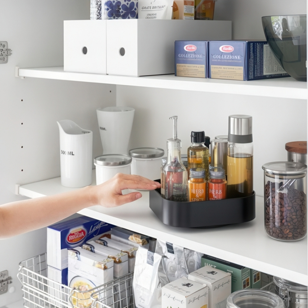 Snurrbricka, Fyrkantig, Hög kant, TOWER ROTATING TRAY, Yamazaki, 20 x 20 x H 6,3 cm i gruppen Förvaring / Köksförvaring / Organisera köksskåp / Kryddhyllor hos SmartaSaker.se (42747)
