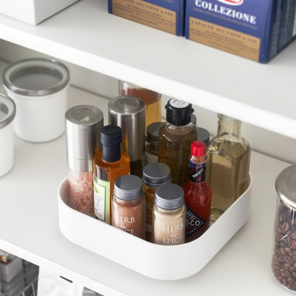 Snurrbricka, Fyrkantig, Hög kant, TOWER ROTATING TRAY, Yamazaki, 20 x 20 x H 6,3 cm i gruppen Förvaring / Köksförvaring / Organisera köksskåp / Kryddhyllor hos SmartaSaker.se (42747)