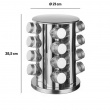 Snurrställ för Kryddor, 16 burkar, ROTATING SPICE RACK, Ø 21 x H 28,5 cm , Silver / Klar Snurrställ för Kryddor, 16 burkar, ROTATING SPICE RACK, Ø 21 x H 28,5 cm , Silver / Klar
