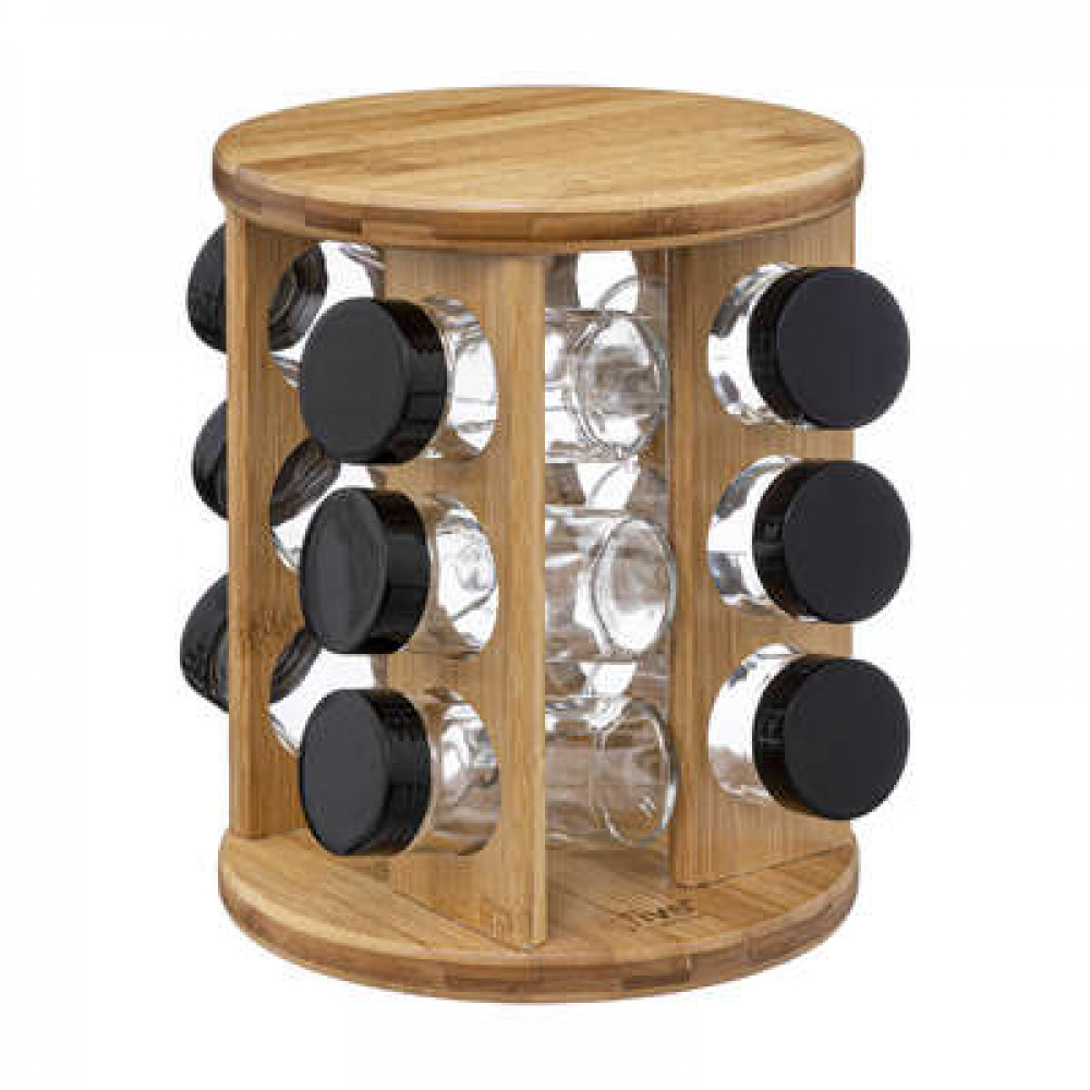 Snurrställ för Kryddor, 12 burkar, ALL BAMBOO ROUND ROTATING SPICE RACK, Ø 18 x H 23 cm, Natur i gruppen Förvaring / Köksförvaring / Organisera köksskåp / Kryddställ hos SmartaSaker.se (42756)