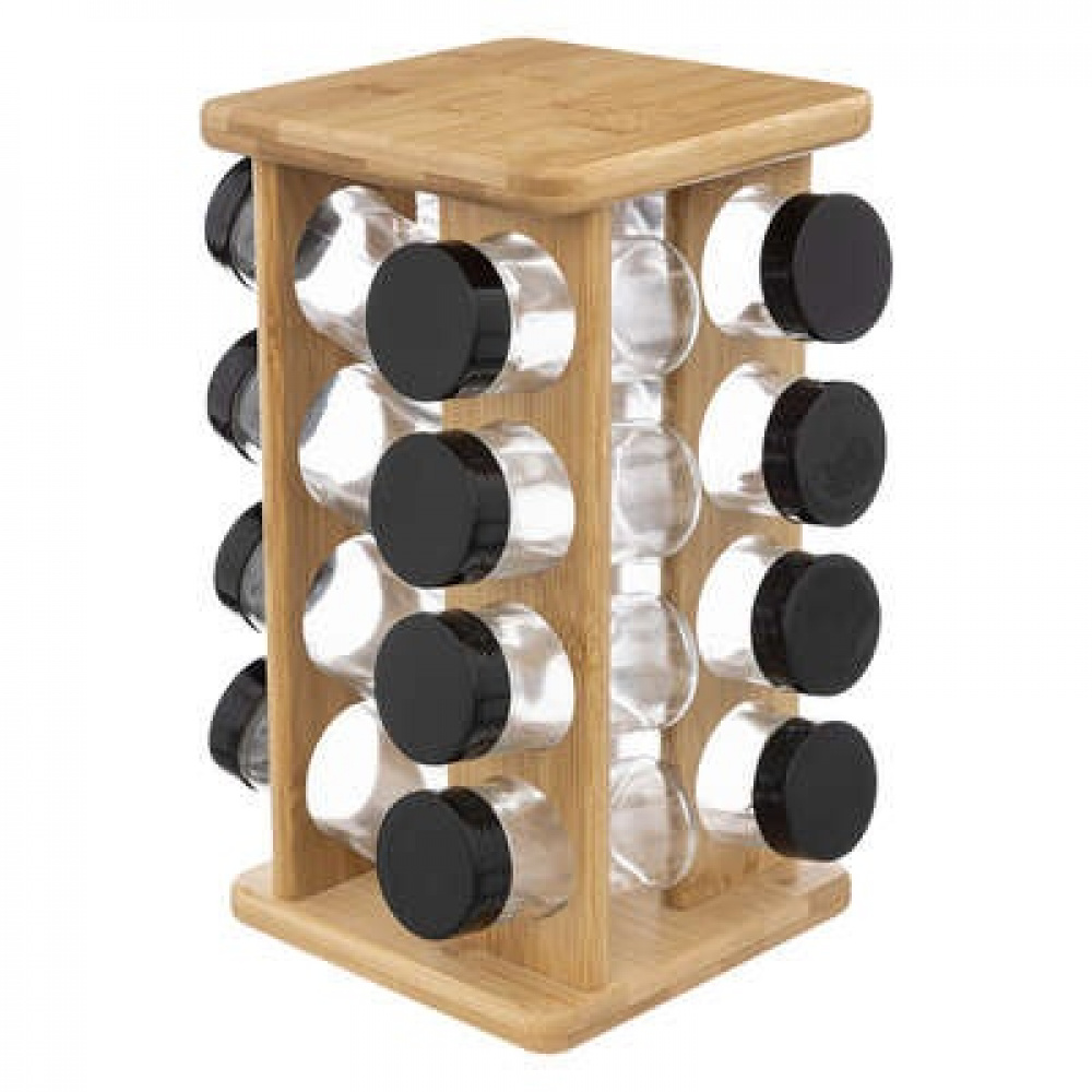 Snurrställ för Kryddor, 16 burkar, ALL BAMBOO SQUARE ROTATING SPICE RACK, 18 x 18 x H 29 cm, Natur i gruppen Förvaring / Köksförvaring / Organisera köksskåp / Kryddställ hos SmartaSaker.se (42758)