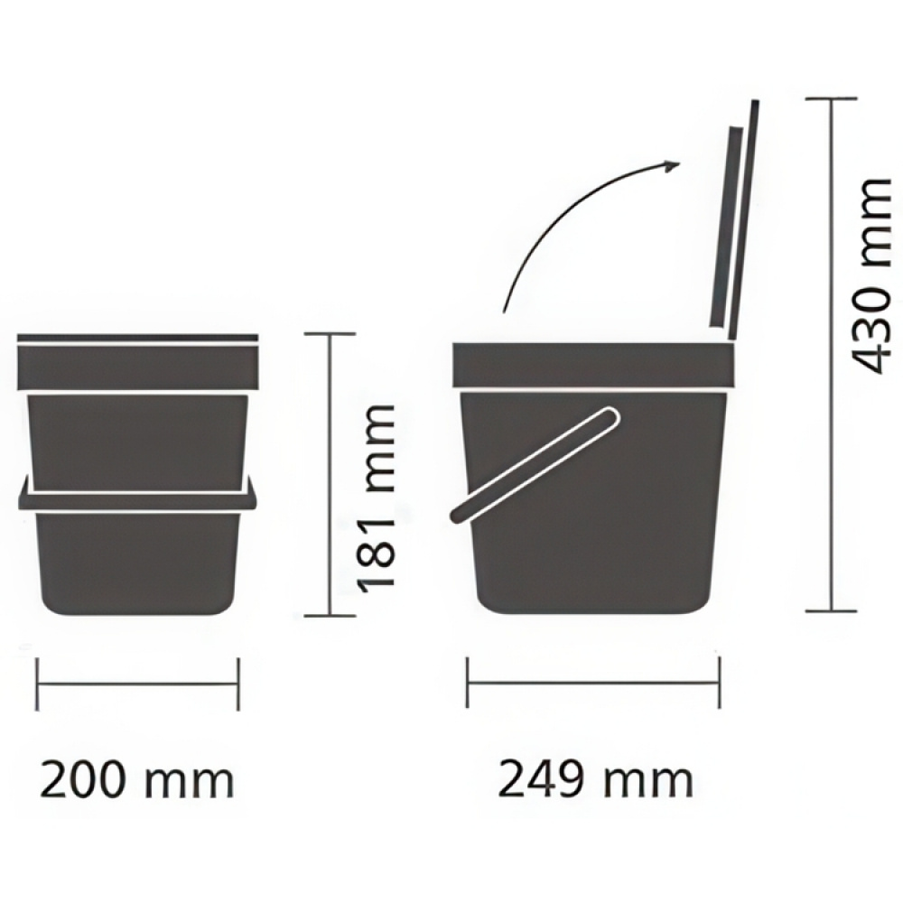 Sophink, Liten, BRABANTIA SORT & GO WASTE BIN, 6 L, Mörkgrå i gruppen Förvaring / Städförvaring och sopsortering / Sopsortering hos SmartaSaker.se (42763)