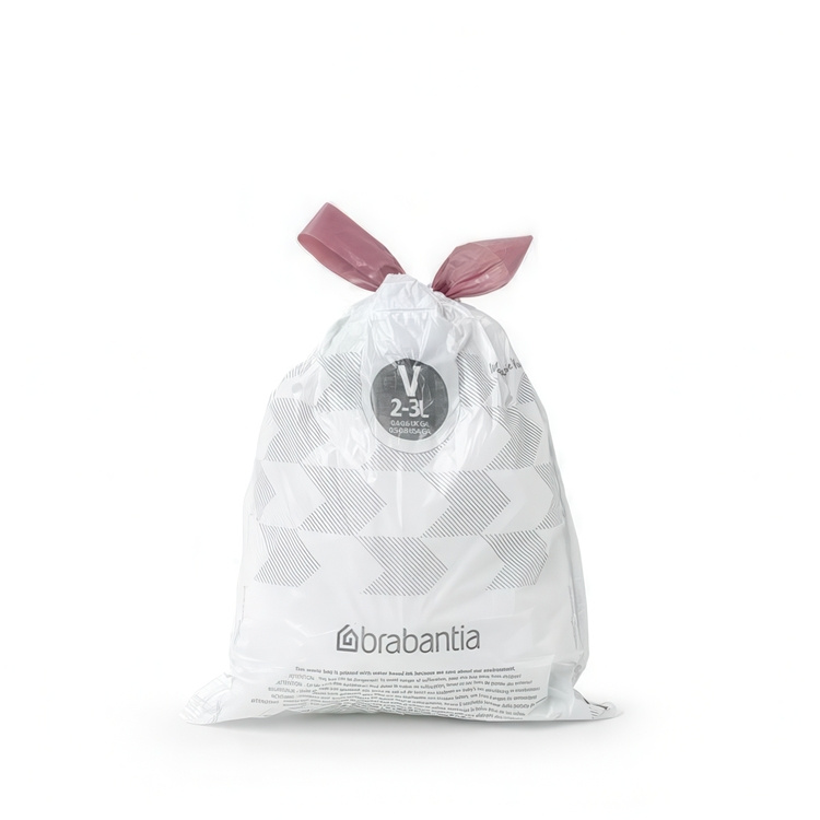 Soppåsar med dragband, 2-3 L, 10 st, BRABANTIA BIN LINERS CODE V, Vit / Vinröd i gruppen Förvaring / Städförvaring och sopsortering / Sopsortering hos SmartaSaker.se (42767)