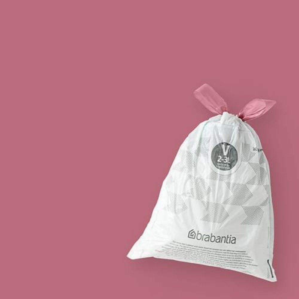Soppåsar med dragband, 2-3 L, 10 st, BRABANTIA BIN LINERS CODE V, Vit / Vinröd i gruppen Förvaring / Städförvaring och sopsortering / Sopsortering hos SmartaSaker.se (42767)