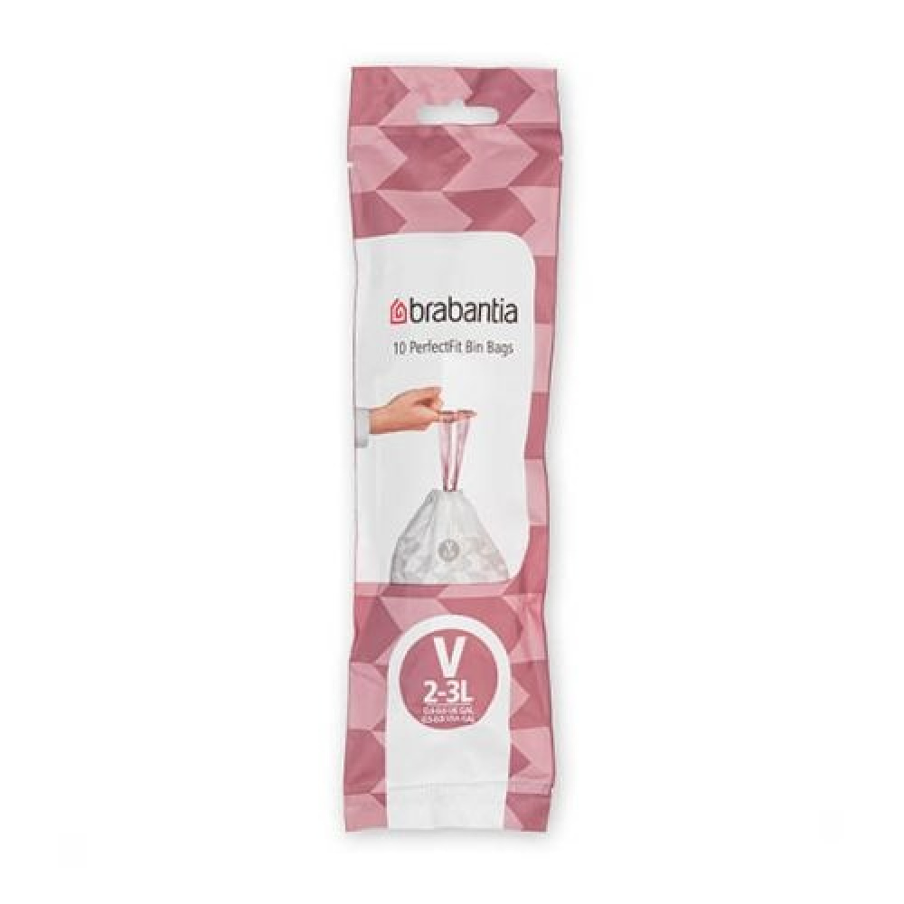 Soppåsar med dragband, 2-3 L, 10 st, BRABANTIA BIN LINERS CODE V, Vit / Vinröd i gruppen Förvaring / Städförvaring och sopsortering / Sopsortering hos SmartaSaker.se (42767)