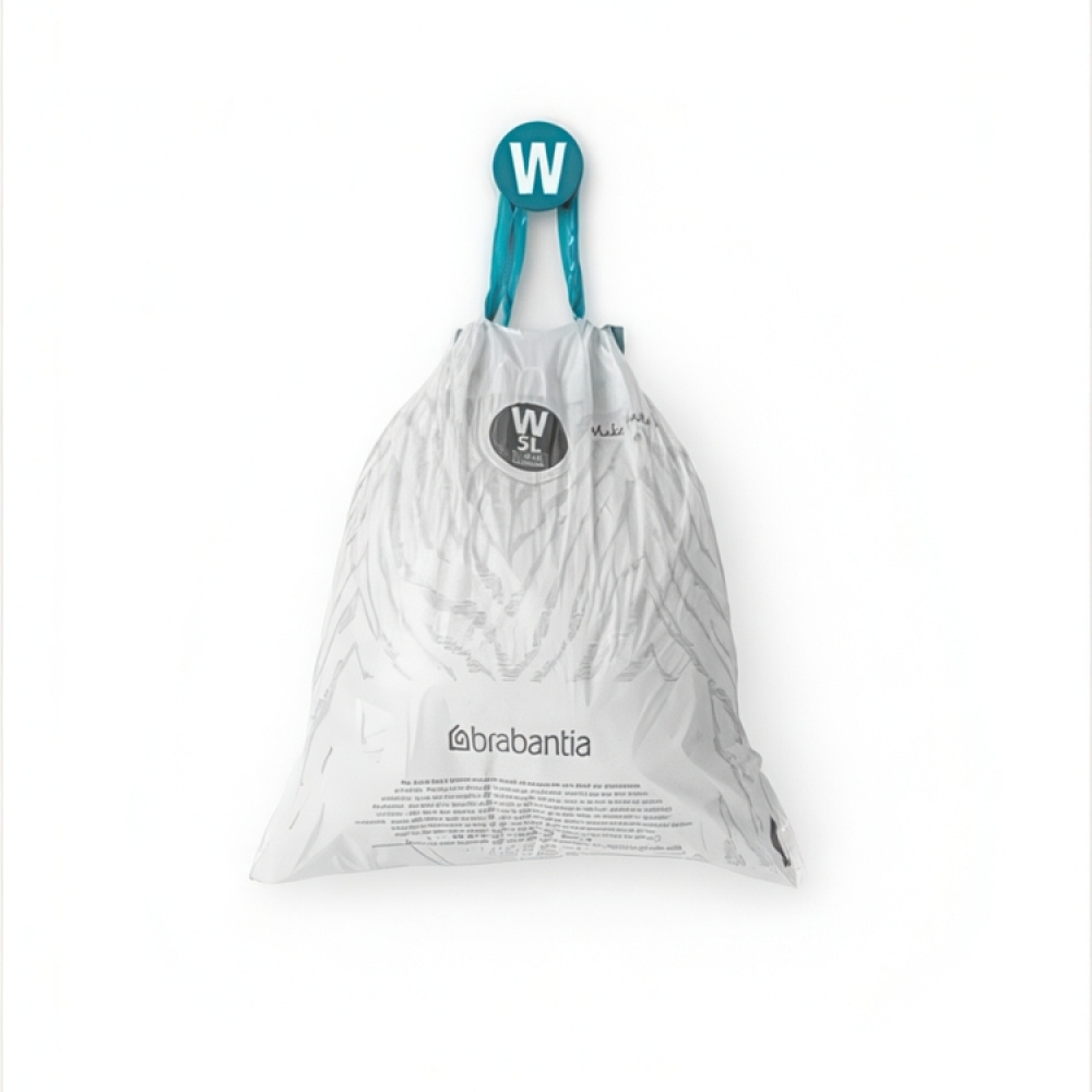 Soppåsar med dragband, 5 L, 10 st, BRABANTIA BIN LINERS CODE W, Vit / Blå i gruppen Förvaring / Städförvaring och sopsortering / Sopsortering hos SmartaSaker.se (42768)