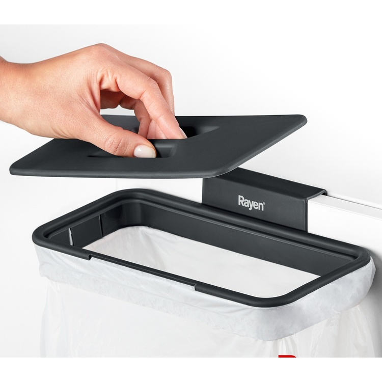 Soppåshållare för över skåpdörr, med lock, SOPORTE PARA BOLSAS, Mörkgrå i gruppen Förvaring / Städförvaring och sopsortering / Sopsortering hos SmartaSaker.se (42773)