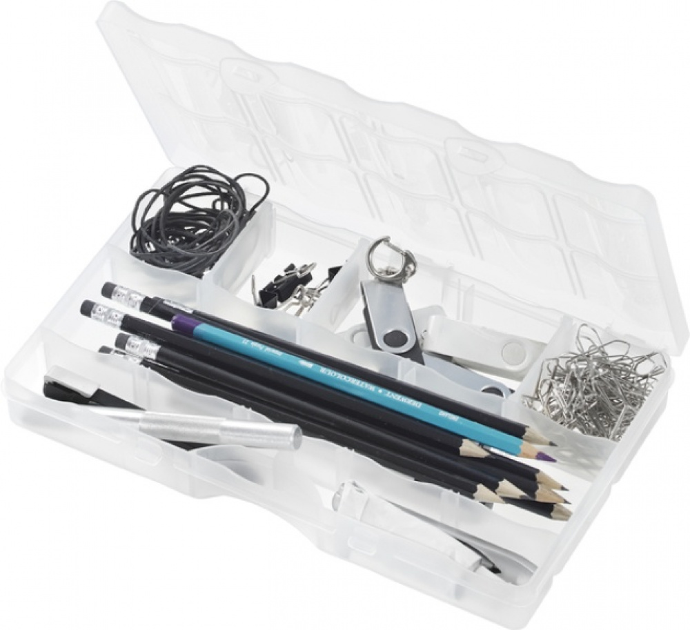 Sorteringsask med lock, 12 fack, SMARTSTORE ORGANIZER SMALL, 25 x 16 x H4 cm, Klar i gruppen Förvaring / Förvaringslådor hos SmartaSaker.se (42774)
