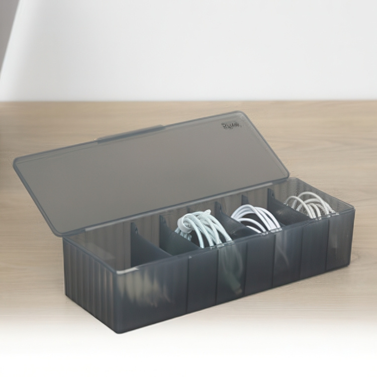 Sorteringsask, Avlång, 7 fack, CORD STORAGE BOX, 27,5 x 10 x H 6,5 cm i gruppen Förvaring / Förvaringslådor hos SmartaSaker.se (42777)