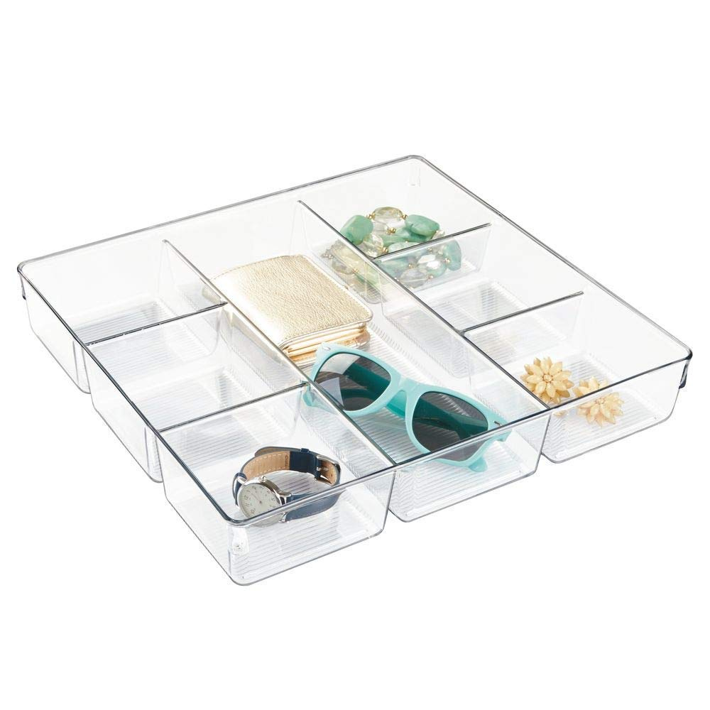 Sorteringsbricka för lådor, sju fack, 7 SECTION ORGANISER, 34,3 x 33 x H 5,7 cm, Klar i gruppen Förvaring / Garderobsförvaring / Sorteringslådor hos SmartaSaker.se (42778)