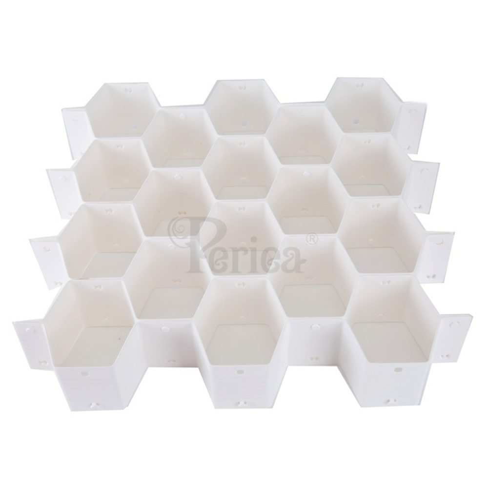 Sorteringsfack för lådor, 18 Fack, HONEYCOMB, 36 x 36 x H 7 cm, Vit i gruppen Förvaring / Garderobsförvaring / Sorteringslådor hos SmartaSaker.se (42782)