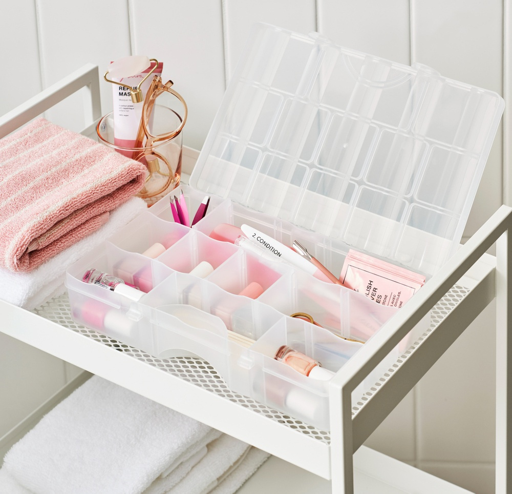Sorteringslåda med lock, 13 fack, SMARTSTORE ORGANIZER MEDIUM, 29 x 19 x H6 cm i gruppen Förvaring / Förvaringslådor / Småförvaring / Askar hos SmartaSaker.se (42790)