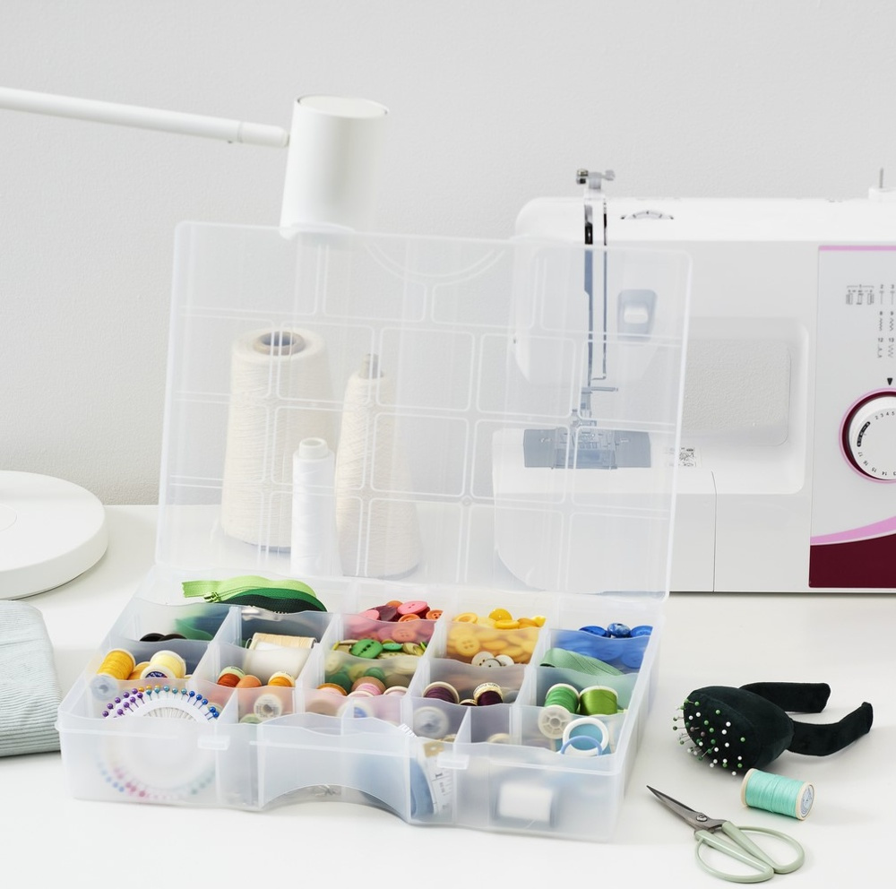 Sorteringslåda med lock, 19 fack, SMARTSTORE ORGANIZER LARGE, 38 x 27 x H 7cm, Klar i gruppen Förvaring / Förvaringslådor / Småförvaring / Askar hos SmartaSaker.se (42792)