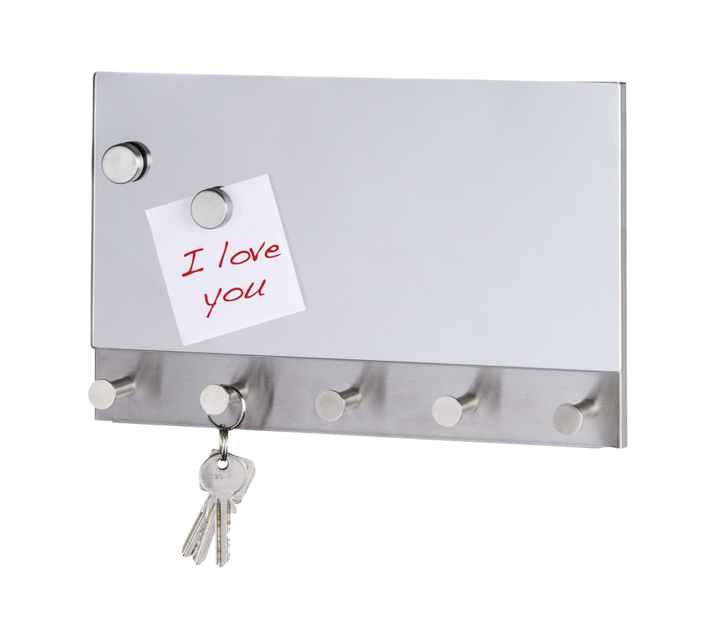 Spegel / Magnetisk anslagstavla, med krokar, WENKO, 30 x H 19cm, Silver i gruppen Förvaring / Hallförvaring / Krokar och hängare hos SmartaSaker.se (42794)