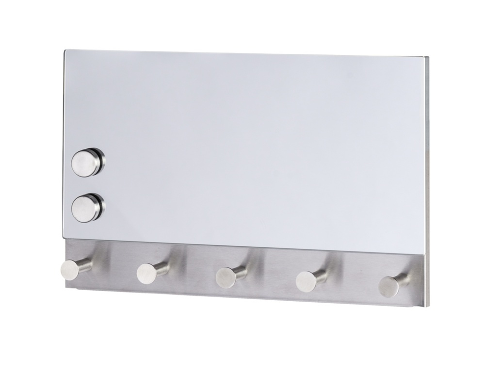 Spegel / Magnetisk anslagstavla, med krokar, WENKO, 30 x H 19cm, Silver i gruppen Förvaring / Hallförvaring / Krokar och hängare hos SmartaSaker.se (42794)