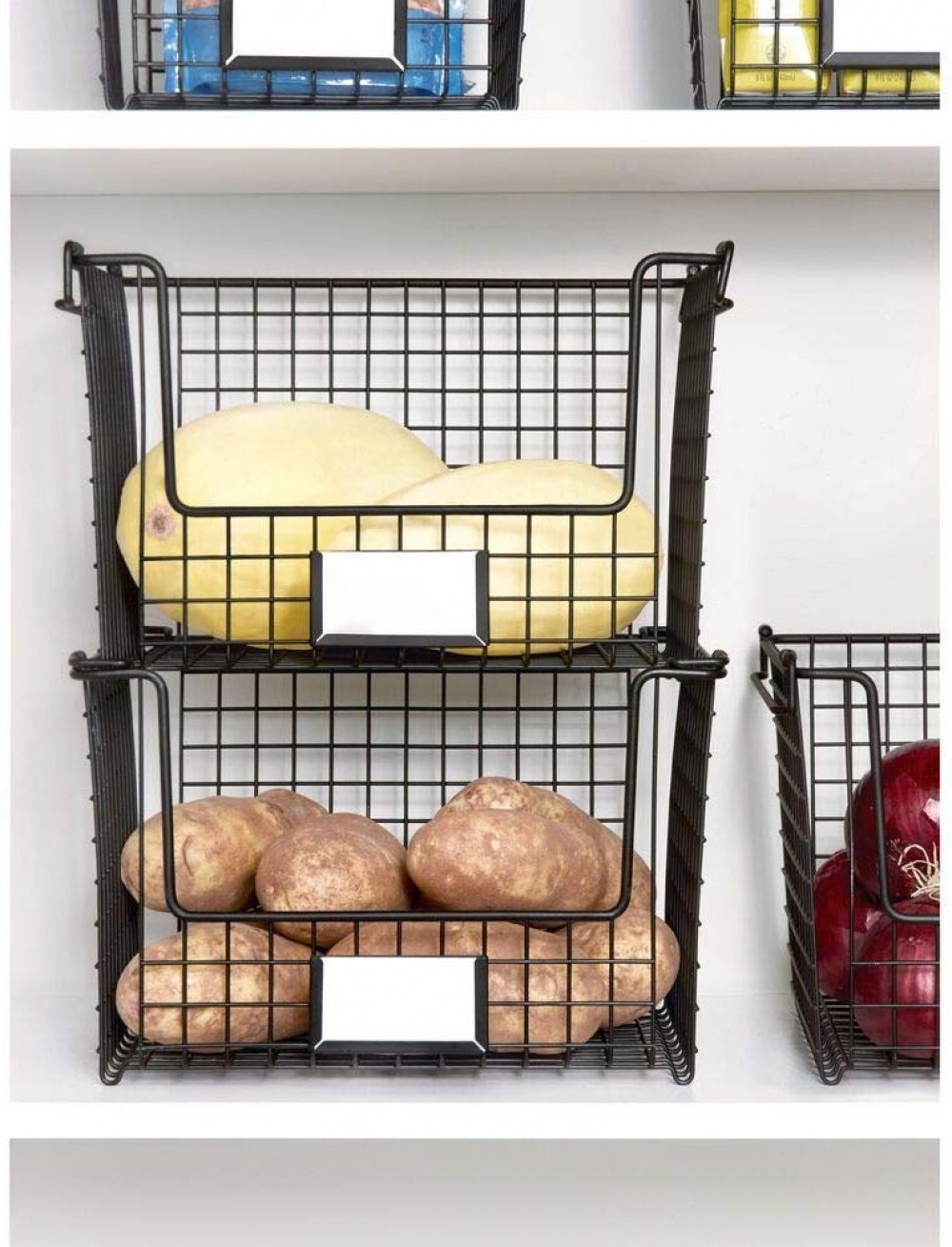 Stapelbar metallkorg, CLASSICO LARGE, 30,5 x 25,4 x H 20,3 cm, Svart i gruppen Förvaring / Köksförvaring / Organisera köksskåp hos SmartaSaker.se (42804)