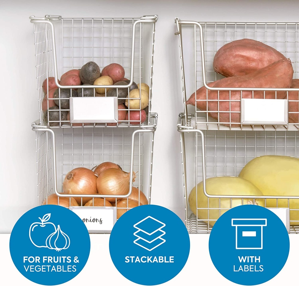 Stapelbar metallkorg, CLASSICO SMALL, 22 x 25,4 x H 20,5 cm, Satin i gruppen Förvaring / Köksförvaring / Organisera köksskåp hos SmartaSaker.se (42807)