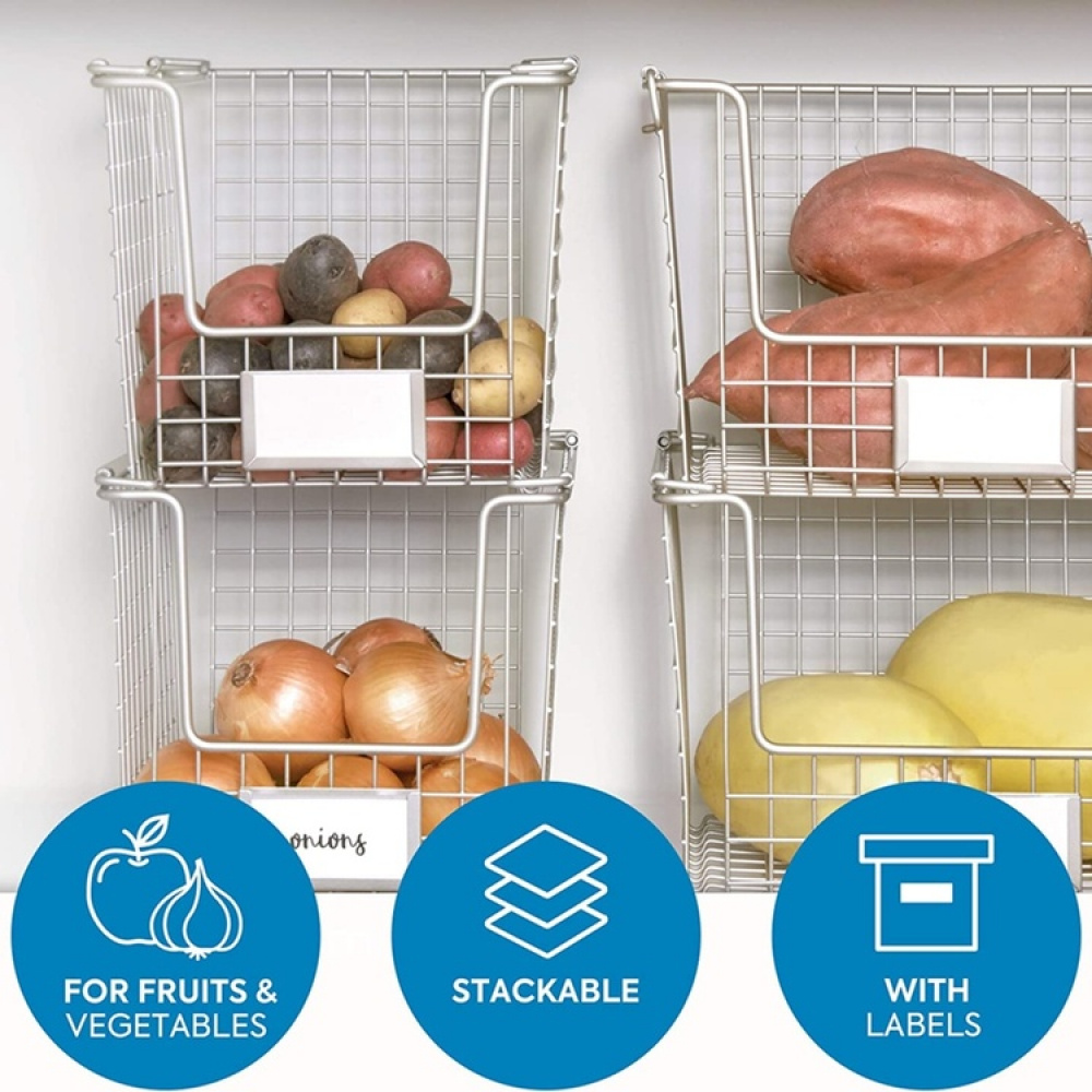 Stapelbar metallkorg, CLASSICO SMALL, 22 x 25,4 x H 20,5 cm, Satin i gruppen Förvaring / Köksförvaring / Organisera köksskåp hos SmartaSaker.se (42807)