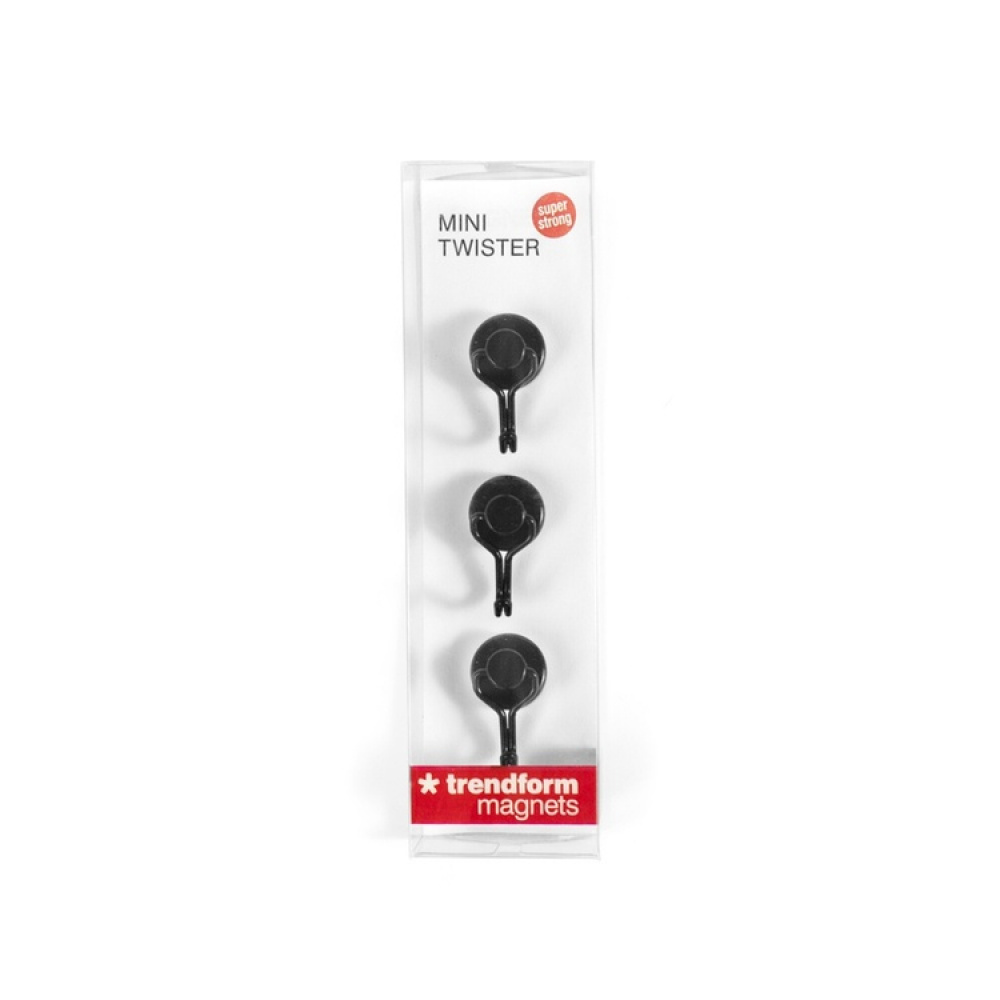 Starka Magnetiska Krokar, 3 st, MINI TWISTER, Ø 1,5 x 2,7 cm, Svarta i gruppen Förvaring / Magneter och självhäftande / Magnetkrokar hos SmartaSaker.se (42808)