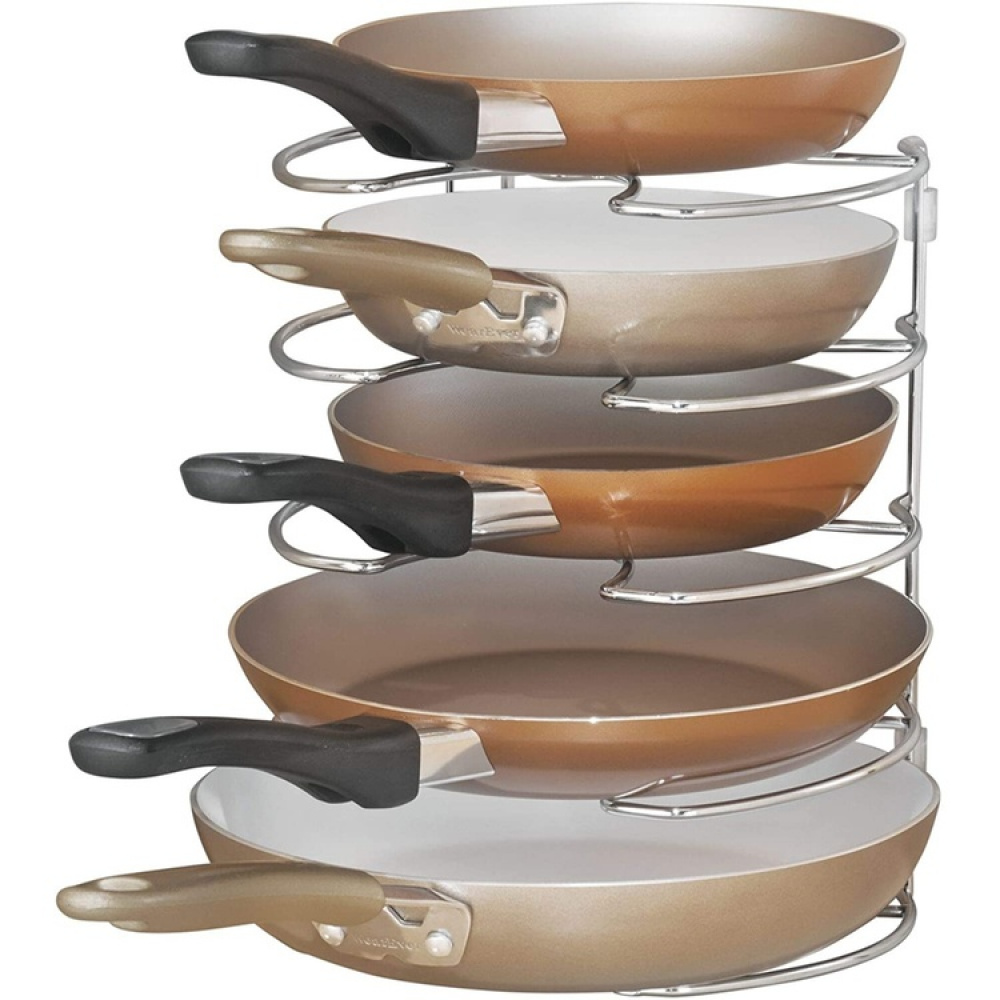 Stekpanneförvaring, Vertikal / Horisontal, 4 fack, CLASSICO SKILLET ORGANIZER, Silver i gruppen Förvaring / Köksförvaring / Organisera köksskåp hos SmartaSaker.se (42814)
