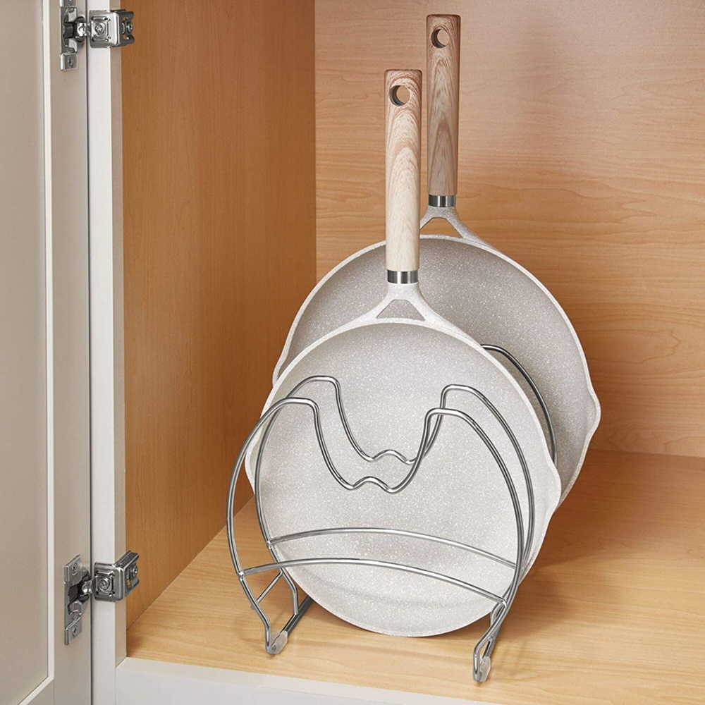 Stekpanneförvaring, Vertikal / Horisontal, 4 fack, CLASSICO SKILLET ORGANIZER, Silver i gruppen Förvaring / Köksförvaring / Organisera köksskåp hos SmartaSaker.se (42814)
