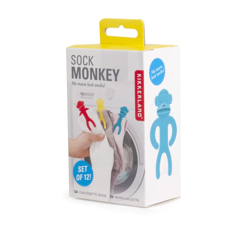 Strumphållare för tvättmaskinen, SOCK MONKEY, 12 stycken, Kikkerland i gruppen Förvaring / Tvätt och tork hos SmartaSaker.se (42825)