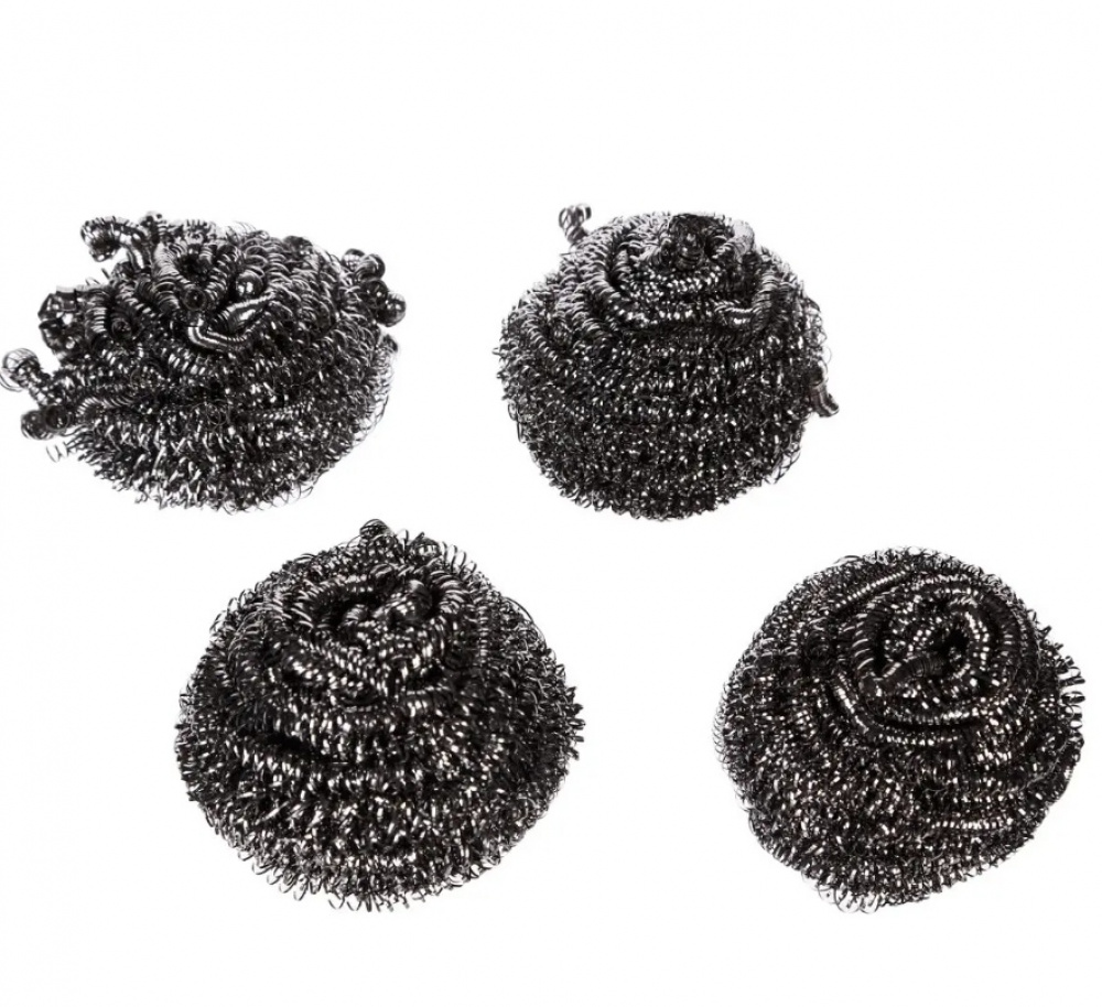Stålsvampar , 4 st, SCRUBBING SPIRAL SPONGES, 6 x H 4 cm, Silver i gruppen Förvaring / Städförvaring och sopsortering / Städtrasor och borstar hos SmartaSaker.se (42840)