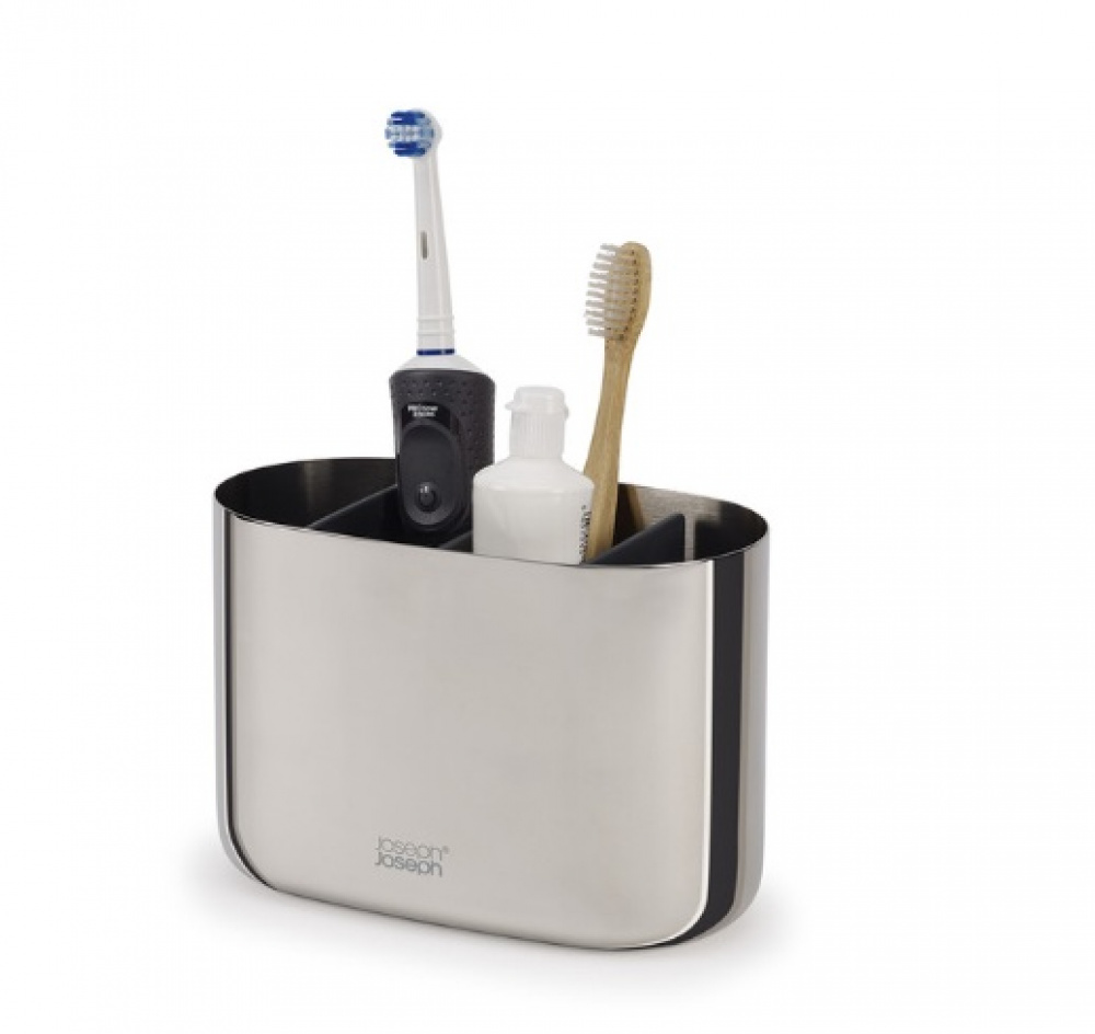 Ställ för eltandborstar, EASY STORE LUXE, 18 x 9 x H 11,5 cm, Joseph Joseph, Rostfritt stål i gruppen Förvaring / Badrumsförvaring hos SmartaSaker.se (42861)