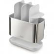 Ställ för eltandborstar, EASY STORE STEEL, 18 x 9 x H 11,5 cm, Joseph Joseph, Rostfritt stål / Vit Ställ för eltandborstar, EASY STORE STEEL, 18 x 9 x H 11,5 cm, Joseph Joseph, Rostfritt stål / Vit