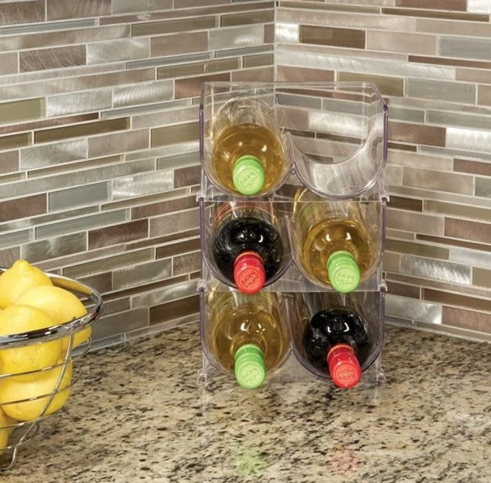 Ställ för 2 flaskor, Stapelbart, WINE & DRINK RACK, 20,3 x 20,3 x H 10,2 cm, Transparent i gruppen Förvaring / Köksförvaring / Kylskåpsförvaring hos SmartaSaker.se (42864)