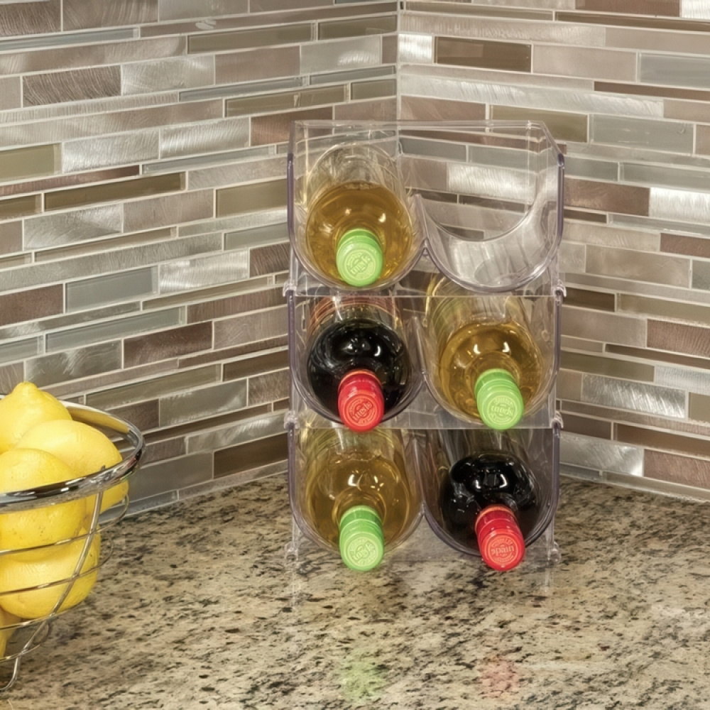 Ställ för 2 flaskor, Stapelbart, WINE & DRINK RACK, 20,3 x 20,3 x H 10,2 cm, Transparent i gruppen Förvaring / Köksförvaring / Kylskåpsförvaring hos SmartaSaker.se (42864)