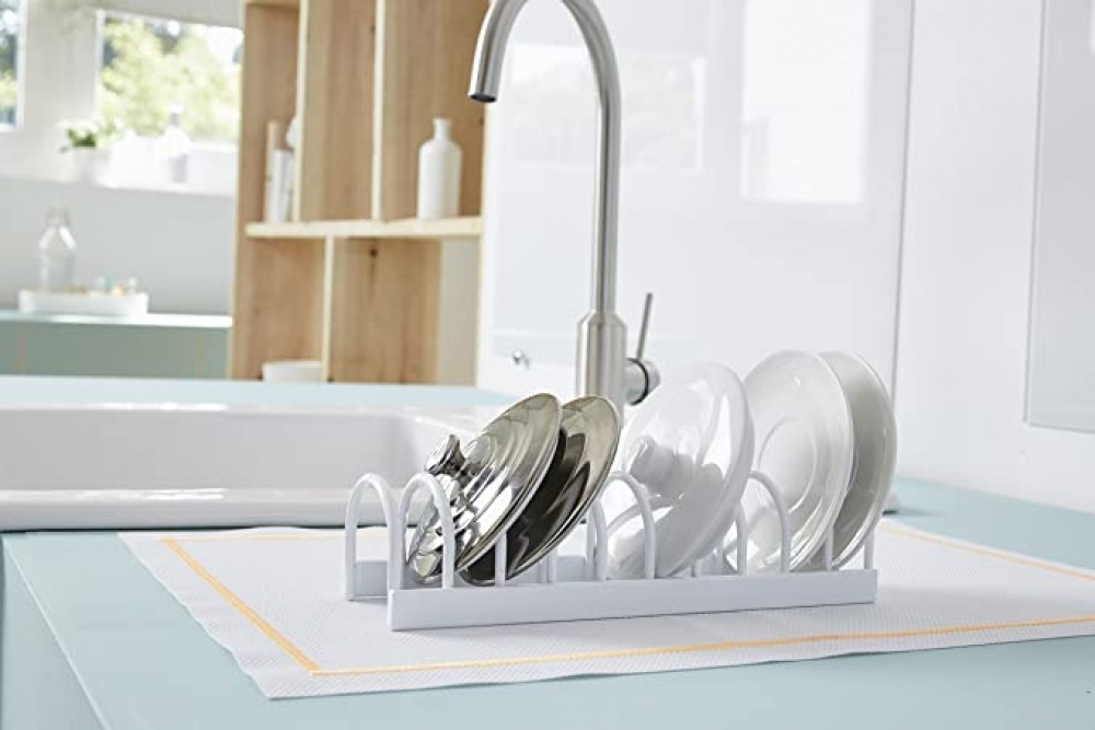 Ställ för assietter / små brickor, 10 fack, KITCHEN RACK, 24,5 x 7 x H6 cm, Vit i gruppen Förvaring / Köksförvaring / Organisera köksskåp hos SmartaSaker.se (42865)