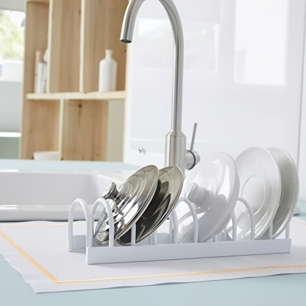 Ställ för assietter / små brickor, 10 fack, KITCHEN RACK, 24,5 x 7 x H6 cm, Vit i gruppen Förvaring / Köksförvaring / Organisera köksskåp hos SmartaSaker.se (42865)