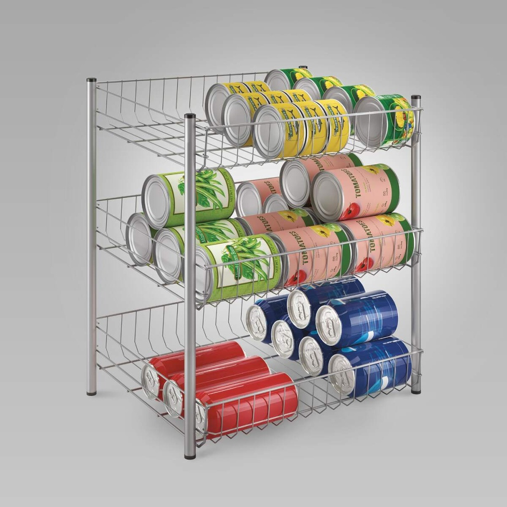 Ställ för burkar eller flaskor, FOOD CAN DISPENSER, 45 x 40 x H 31 cm, Silvergrå i gruppen Förvaring / Köksförvaring hos SmartaSaker.se (42866)